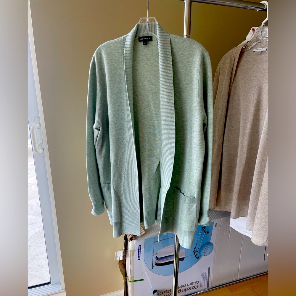 Repeat - pale green cotton cardigan in excellent condition